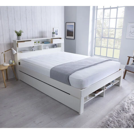 Fabio Wooden Bed White Double 4 Fabio Wooden Bed White Double - Image 2
