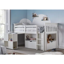 Milo Sleep Station Desk Storage Kids Bed White