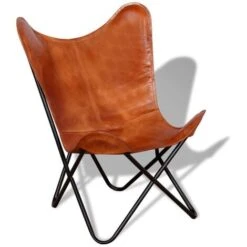 Children Furniture Store 5 Butterfly Chair Brown Real Leather
