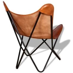 Butterfly Chair Brown Real Leather -Children Furniture Store 29787100 3