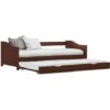 Pull-out Sofa Bed Frame Dark Brown Pinewood 90x200 Cm