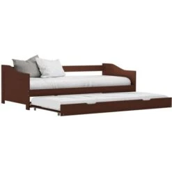 Pull-out Sofa Bed Frame Dark Brown Pinewood 90x200 Cm