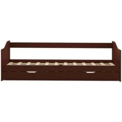 Pull-out Sofa Bed Frame Dark Brown Pinewood 90x200 Cm -Children Furniture Store 29790666 3