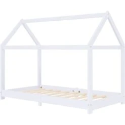 Kids Bed Frame White Solid Pine Wood 70x140 Cm