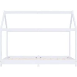 Kids Bed Frame White Solid Pine Wood 70x140 Cm -Children Furniture Store 29790836 3