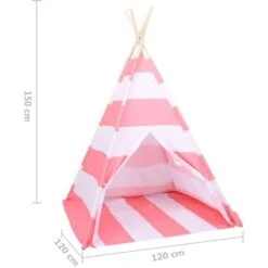 Children Teepee Tent With Bag Peach Skin Stripe 120x120x150 Cm VidaXL -Children Furniture Store 32165576 3