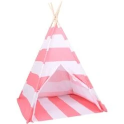 Children Teepee Tent With Bag Peach Skin Stripe 120x120x150 Cm VidaXL -Children Furniture Store 32165576 4