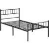 Yaheetech 3ft Single Metal Bed Frame With Headboard And Footboard, 90x190cm, Solid Slatted Base, Black -Children Furniture Store 32347880 1