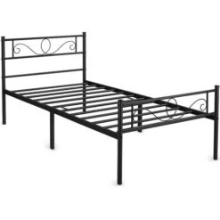 Yaheetech 3ft Single Iron Platform Bed With Scroll Design Headboard And Footboard, Black