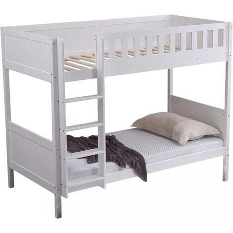 Panana Wooden Bunk Bed With Large Storage Drawer, Available In Grey And White - White Frame 3 Panana Wooden Bunk Bed With Large Storage Drawer, Available In Grey And White - White Frame
