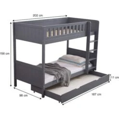 Panana Wooden Bunk Bed With Large Storage Drawer, Available In Grey And White - White Frame 9 Panana Wooden Bunk Bed With Large Storage Drawer, Available In Grey And White - White Frame -Children Furniture Store 32705214 4