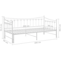 Pull-out Sofa Bed Frame White Metal 90x200 Cm VidaXL -Children Furniture Store 35178320 3