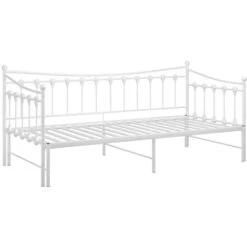 Pull-out Sofa Bed Frame White Metal 90x200 Cm VidaXL -Children Furniture Store 35178320 4