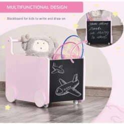 HOMCOM Kids Toys Storage Cabinet Removeable Rolling Baskets On Wheels, Pink 10 HOMCOM Kids Toys Storage Cabinet Removeable Rolling Baskets On Wheels, Pink -Children Furniture Store 36045872 4