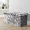 Large Folding Ottoman Grey Ice Velvet Fabric Chest Solid Storage Space Saving