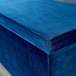 Large Folding Ottoman Navy Blue Velvet Fabric Chest Solid Storage Space Saving -Children Furniture Store 36857522 3