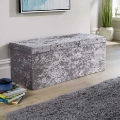 Extra Large Folding Ottoman Grey Ice Velvet Fabric Chest Storage Space Saving 10 Extra Large Folding Ottoman Grey Ice Velvet Fabric Chest Storage Space Saving -Children Furniture Store 36857680 4