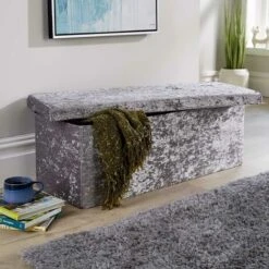 Extra Large Folding Ottoman Grey Ice Velvet Fabric Chest Storage Space Saving 11 Extra Large Folding Ottoman Grey Ice Velvet Fabric Chest Storage Space Saving -Children Furniture Store 36857680 5