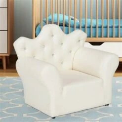 Kids Children Sofa Seat Armchair Lounger Couch Furniture With Footstool - White -Children Furniture Store 37853611 5