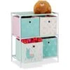 Relaxdays Children’s Shelf With 4 Boxes, Toy Storage Stand, For Boys & Girls, Cute Lama Design, Colourful -Children Furniture Store 41003344 1