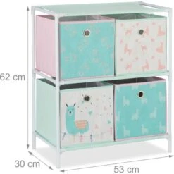 Relaxdays Children’s Shelf With 4 Boxes, Toy Storage Stand, For Boys & Girls, Cute Lama Design, Colourful -Children Furniture Store 41003344 4