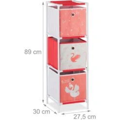 Relaxdays Children’s Shelf With 3 Boxes, Toy Storage Stand For Girls, Cute Swan Design, Nursery Organiser, White/Red -Children Furniture Store 41003345 4