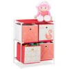 Relaxdays Children’s Shelf With 4 Boxes, Toy Storage Stand For Girls, Cute Swan Design, Nursery Organiser, White/Red -Children Furniture Store 41003346 1
