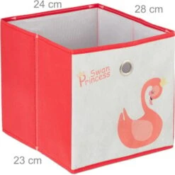 Relaxdays Children’s Shelf With 4 Boxes, Toy Storage Stand For Girls, Cute Swan Design, Nursery Organiser, White/Red -Children Furniture Store 41003346 5