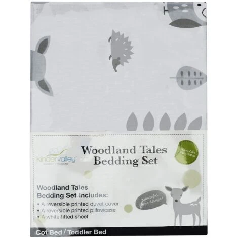 7 Piece Sydney White Toddler Bed Bundle With Pocket Sprung Mattress Woodland Tales Bedding Set | Kids Bed And Children's Bed 5 7 Piece Sydney White Toddler Bed Bundle With Pocket Sprung Mattress Woodland Tales Bedding Set | Kids Bed And Children's Bed - Image 3