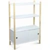 Children's Bookcase With 3 Shelves, Two Sliding Doors, 70x30x106.5cm - Tobias - Natural Pine, Painted White 2 Children's Bookcase With 3 Shelves, Two Sliding Doors, 70x30x106.5cm - Tobias - Natural Pine, Painted White -Children Furniture Store 45404832 1