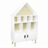 Children's House-shaped Bookcase - 3 Shelves, 8 Compartments, 2 Cupboards, Scandi-style - Tobias - Natural Pine, White -Children Furniture Store 45404836 1