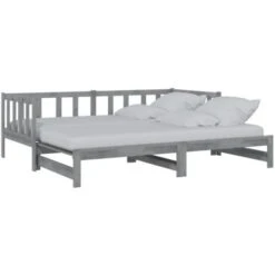 Pull-out Day Bed Grey Solid Pinewood 2x VidaXL