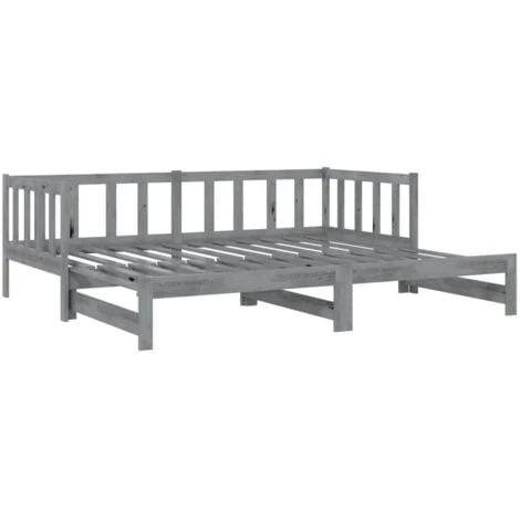 Pull-out Day Bed Grey Solid Pinewood 2x VidaXL 7 Pull-out Day Bed Grey Solid Pinewood 2x VidaXL - Image 5