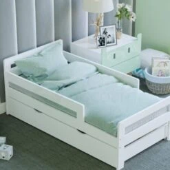 Taurus Solid Wood Toddler Bed With Underbed Drawer Storage, White, 140 X 70 Cm -Children Furniture Store 49193919 4