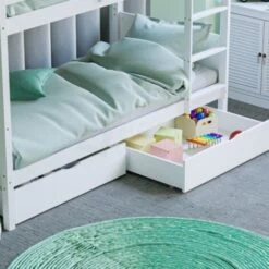 Gemini 3ft Single Wood Detachable Bunk Bed 2pc Underbed Drawers, White -Children Furniture Store 49193969 3