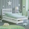 Libra 3ft Single Solid Wood Bed, 190 X 90 Cm & 2pc Underbed Drawers, White -Children Furniture Store 49193970 1