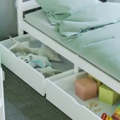 Libra 3ft Single Solid Wood Bed, 190 X 90 Cm & 2pc Underbed Drawers, White -Children Furniture Store 49193970 5