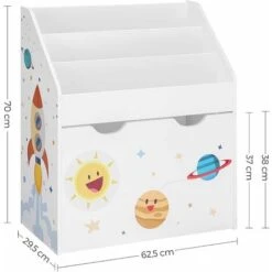 Songmics Toy Organiser, Children’s Bookshelf With 3 Shelves, Removable Storage Box With Wheels, Multipurpose, For Children's Room And Playroom, White GKR41WT -Children Furniture Store 50052308 5