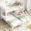Bunk Bed Triple Sleeper With Side Ladder For Children And Teens, 90x190cm,90x200cm, White -Children Furniture Store 50393634 1