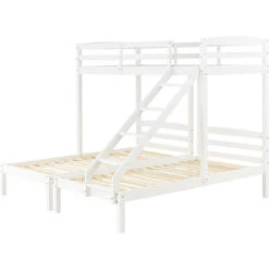 Bunk Bed Triple Sleeper With Side Ladder For Children And Teens, 90x190cm,90x200cm, White -Children Furniture Store 50393634 4
