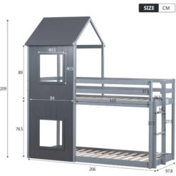 Bunk Bed House Bed 3FT Treehouse Cabin Bed Frame With Treehouse Canopy & Ladder Grey 9 Bunk Bed House Bed 3FT Treehouse Cabin Bed Frame With Treehouse Canopy & Ladder Grey -Children Furniture Store 50393653 3