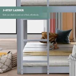 Bunk Bed House Bed 3FT Treehouse Cabin Bed Frame With Treehouse Canopy & Ladder Grey 11 Bunk Bed House Bed 3FT Treehouse Cabin Bed Frame With Treehouse Canopy & Ladder Grey -Children Furniture Store 50393653 5