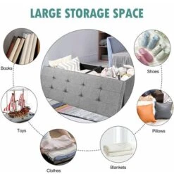 Folding Storage Ottoman Bench Tufted Faux Leather Toy Box Foot Stool Bench Seat -Children Furniture Store 50914407 3