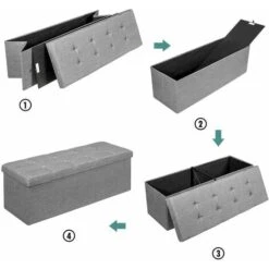 Folding Storage Ottoman Bench Tufted Faux Leather Toy Box Foot Stool Bench Seat -Children Furniture Store 50914407 4