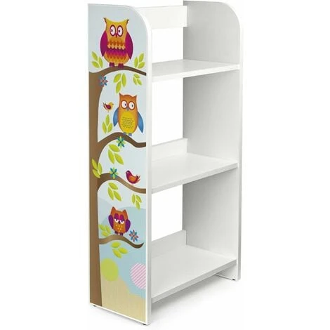 White Wooden Bookcase - 3 Shelves - Owls 3 White Wooden Bookcase - 3 Shelves - Owls