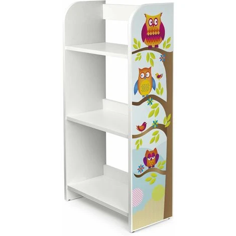 White Wooden Bookcase - 3 Shelves - Owls 4 White Wooden Bookcase - 3 Shelves - Owls - Image 2