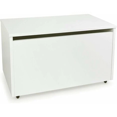 Large Wheeled Wooden Toy Box For With Stool Seat - White 3 Large Wheeled Wooden Toy Box For With Stool Seat - White