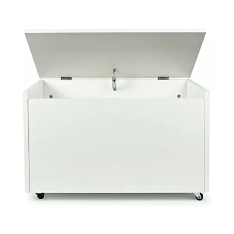 Large Wheeled Wooden Toy Box For With Stool Seat - White 4 Large Wheeled Wooden Toy Box For With Stool Seat - White - Image 2