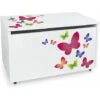 Large Wheeled Wooden Toy Box For With Stool Seat - Butterflies -Children Furniture Store 51194643 1