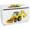Large Wheeled Wooden Toy Box For With Stool Seat - Mr Digger
